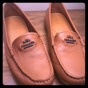 Women’s Coach loafers, tan leather, size 6
